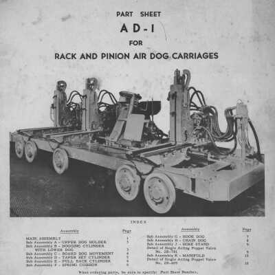 Part Sheet A D-1 for Rack and Pinon Air Dog Carriages