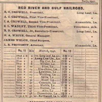 Red River & Gulf Railroad Company Equipment Register 1941
