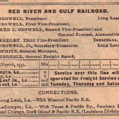 Red River & Gulf Railroad Company Equipment Register 1951