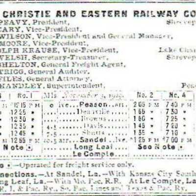 Christie and Eastern Railway Company Equipment Register 1930