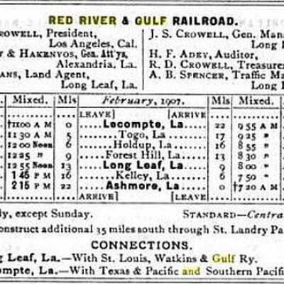 Red River & Gulf Railroad Company Equipment Register 1907