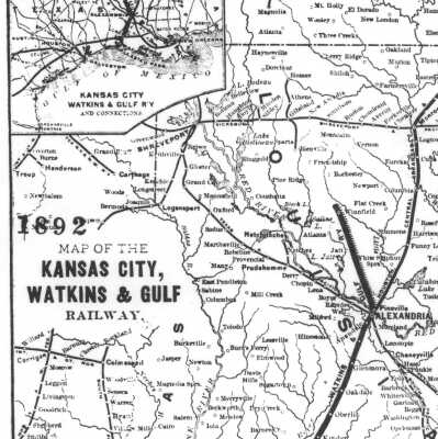Map of the Kansas City Watkins & Gulf Railway