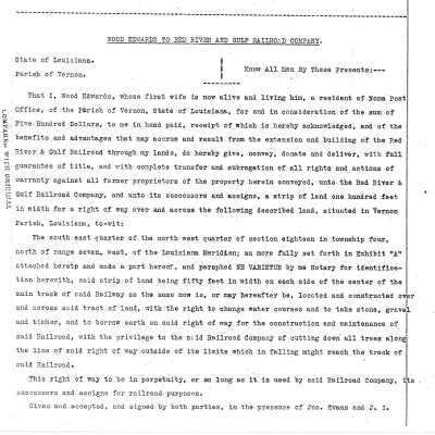 Sale Wood Edwards to Red River & Gulf Railroad Company 1917