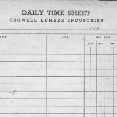 Crowell Lumber Industries Daily Time Sheet