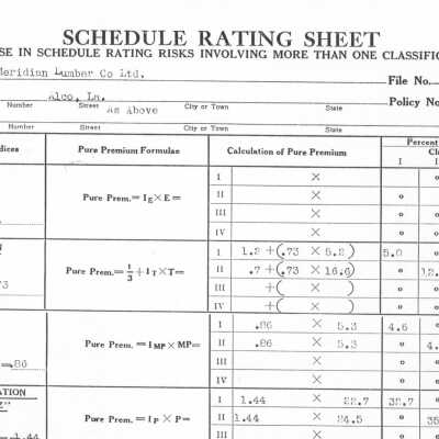 Meridian Lumber Company Schedule Rating Sheet
