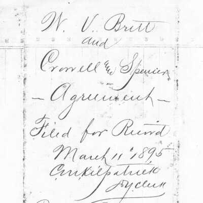 Crowell and Spencer Lumber Company agreement with W. V. Britt