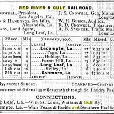 Red River & Gulf Railroad Company Equipment Register 1906