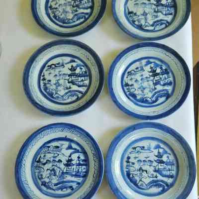 Set of 6 Canton China Dinner Plates