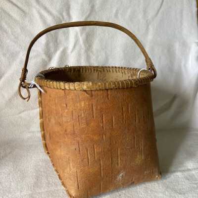 Native American Cylindrical Bark Basket