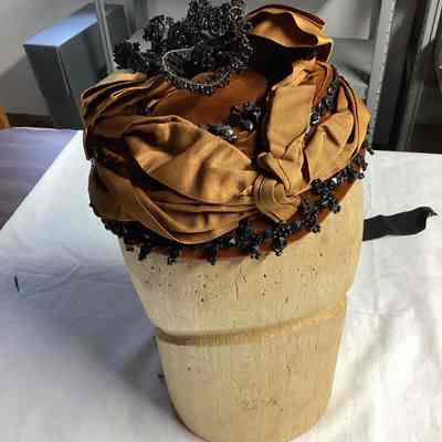 Brown Silk Beaded Hat