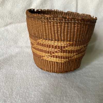 Small Cylindrical Native American Basket