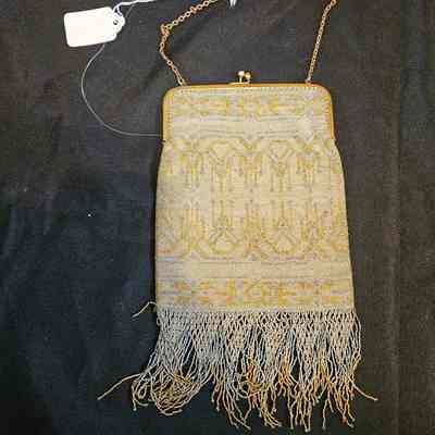 Silver, Gold, and Blue Beaded Purse