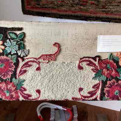 Hooked Rug on Frame