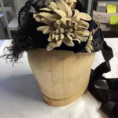 Black Floral and Beadwork Hat