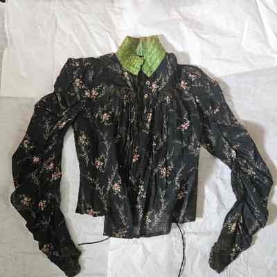 Sheer Black Bodice with Green Collar