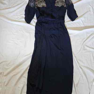 Blue Dress with Lace Panels