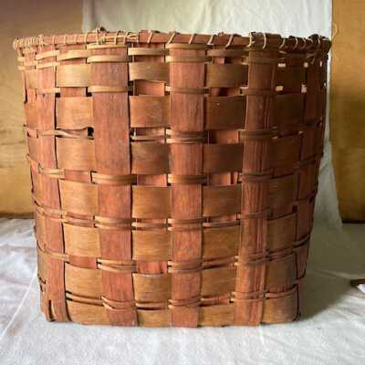 Large Covered Native American Splint Basket