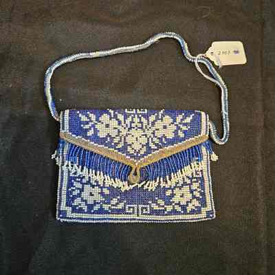 Blue and White Beaded Purse