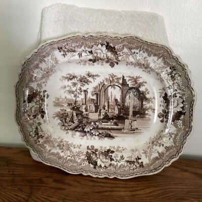 Brown Transfer ware Platter