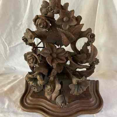 Carved Wood Floral Arrangement