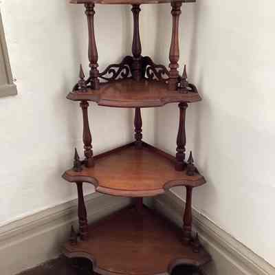 Four Tiered Mahogany Corner Shelf