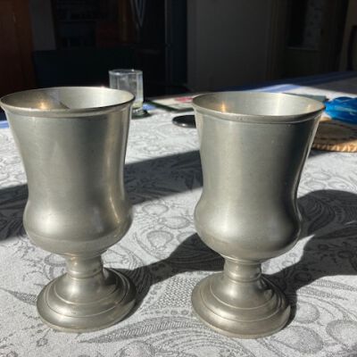 Pair of Britannia Ware Stemmed Goblets