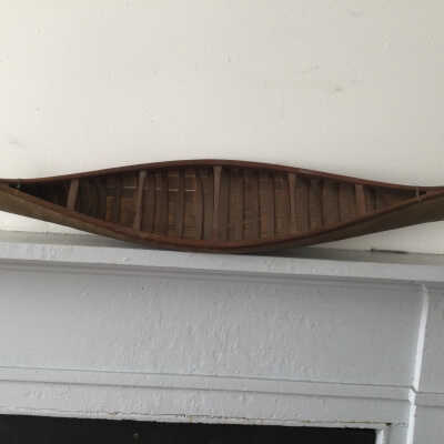 Miniature Birch Bark Canoe and paddle