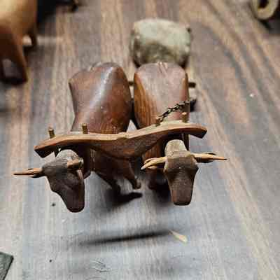 Oxen Pulling Stone Carving