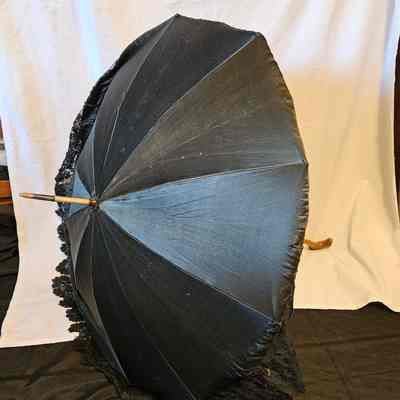 Black Parasol with Red Lining