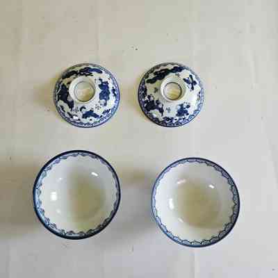 Blue and White China Soup Dishes with Lid