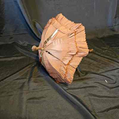 Brown Parasol with Carved Handle
