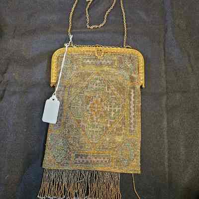 Green and Orange Beaded Purse
