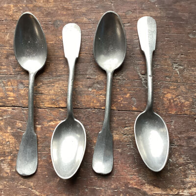 Set of Four English Pewter Spoons