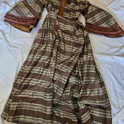 Gray and Brown Silk Dress