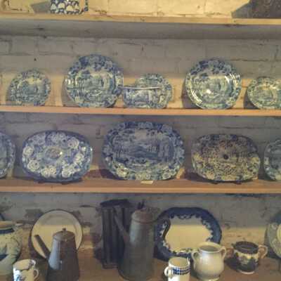 Set of Twelve English Staffordshire blue and white transfer ware