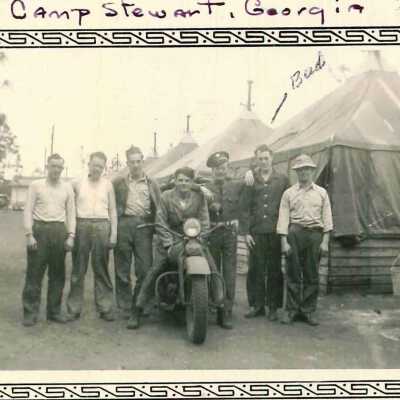 Photo of Howard "Bud" Groom with unidentified men at Camp Stewart, GA 1942