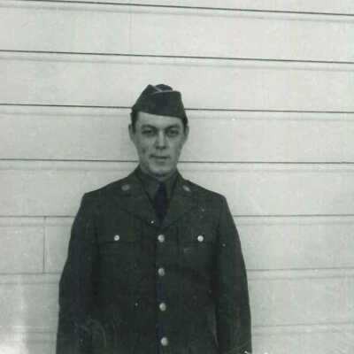 Photo of Howard "Bud" Groom in uniform at Fort Francis E. Warren, Wyoming, Sept 1941 to Jan 1942