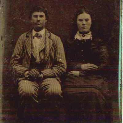 Tintype photo of Samuel Harrison Snapp and Sarah Sims Snapp. She was killed by Bald Knobber Wash Middleton in 1886
