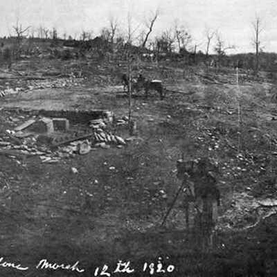 Photo of destruction from Melva, MO tornado, 1920