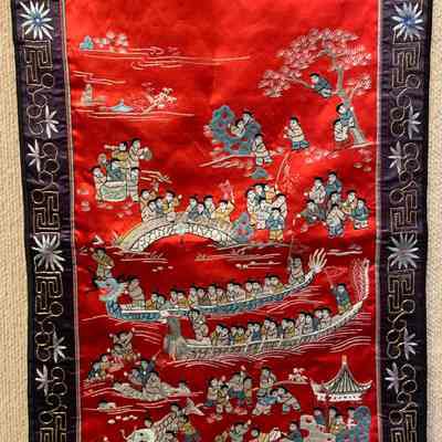 Dragon Boat Festival Embroidered Silk Tapestry