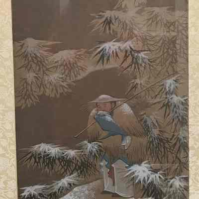 Man in Hat Among Trees in Snow