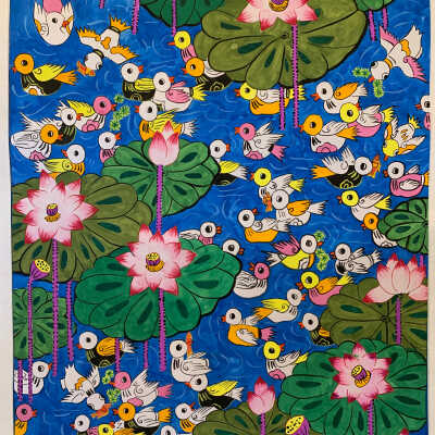 A Lotus Pond with Ducks