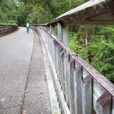 2020 Bicyclist on the Tammany Trace Crossing the Abita River