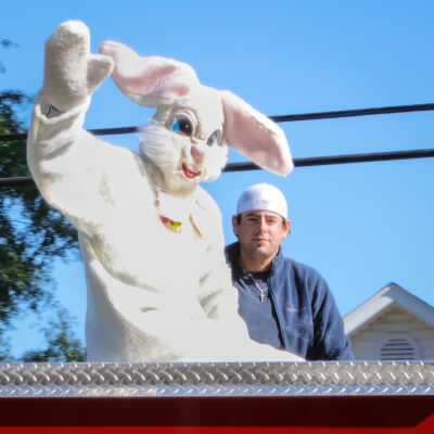 Easter Bunny on Firetruck 2