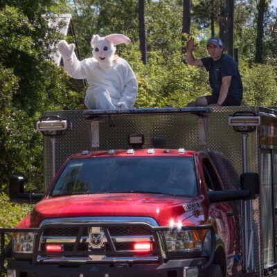 Easter Bunny on Firetruck 4
