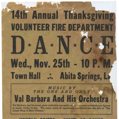Flyer for 14th Annual Thanksgiving Volunteer Fire Department Dance