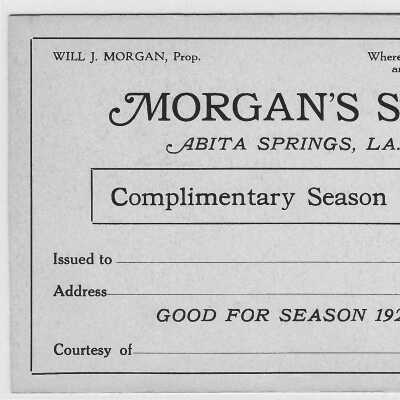 Digital image of a paper pass for entry to Morgan's Spa