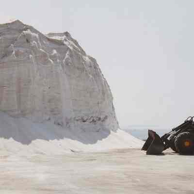 Road salt, front loader, Searsport, Waldo Co. Maine