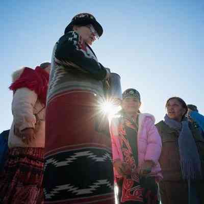 Mary Lyons, Ojibwe Elder, Leading Woman’s Daily Prayer Ceremony Along The Cannonball River