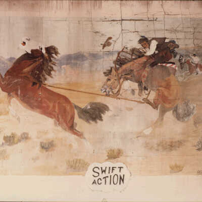 Swift Action, Painting at Abandoned Bar, Shields, ND